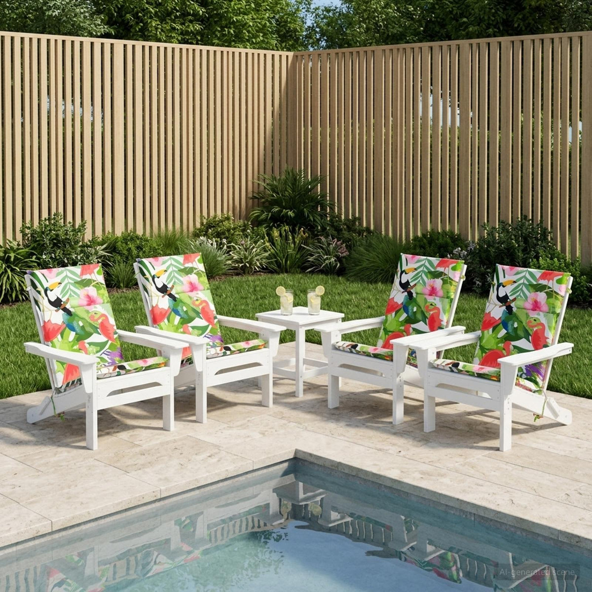High Back Chair Cushion GEMERT 4 pcs 100% Polyester Multicolour