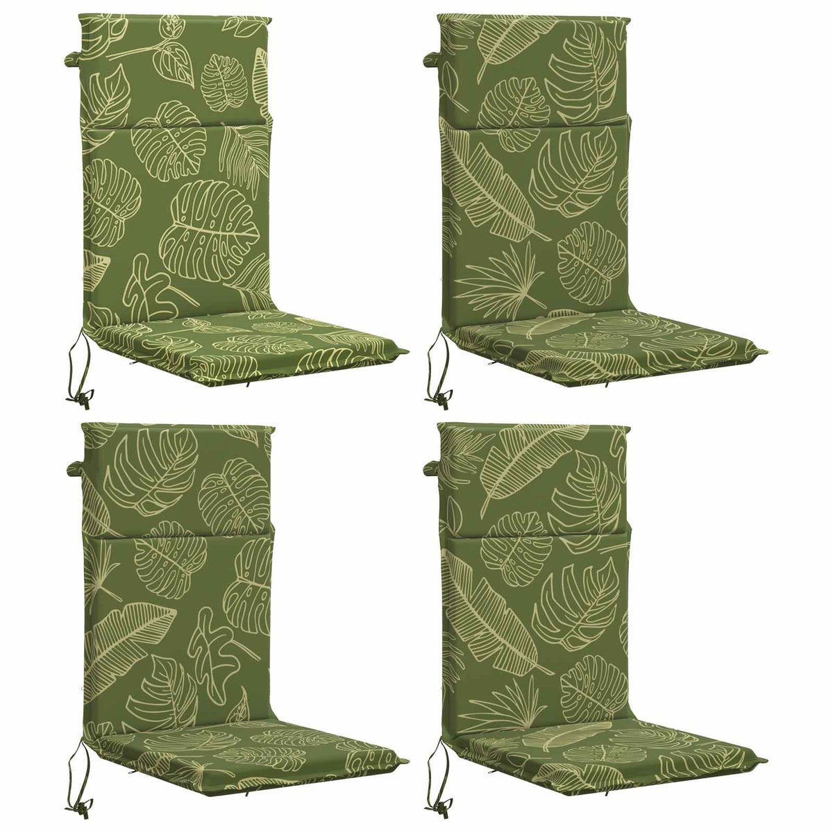 High Back Chair Cushion GEMERT 4 pcs 100% Polyester Leaf Design