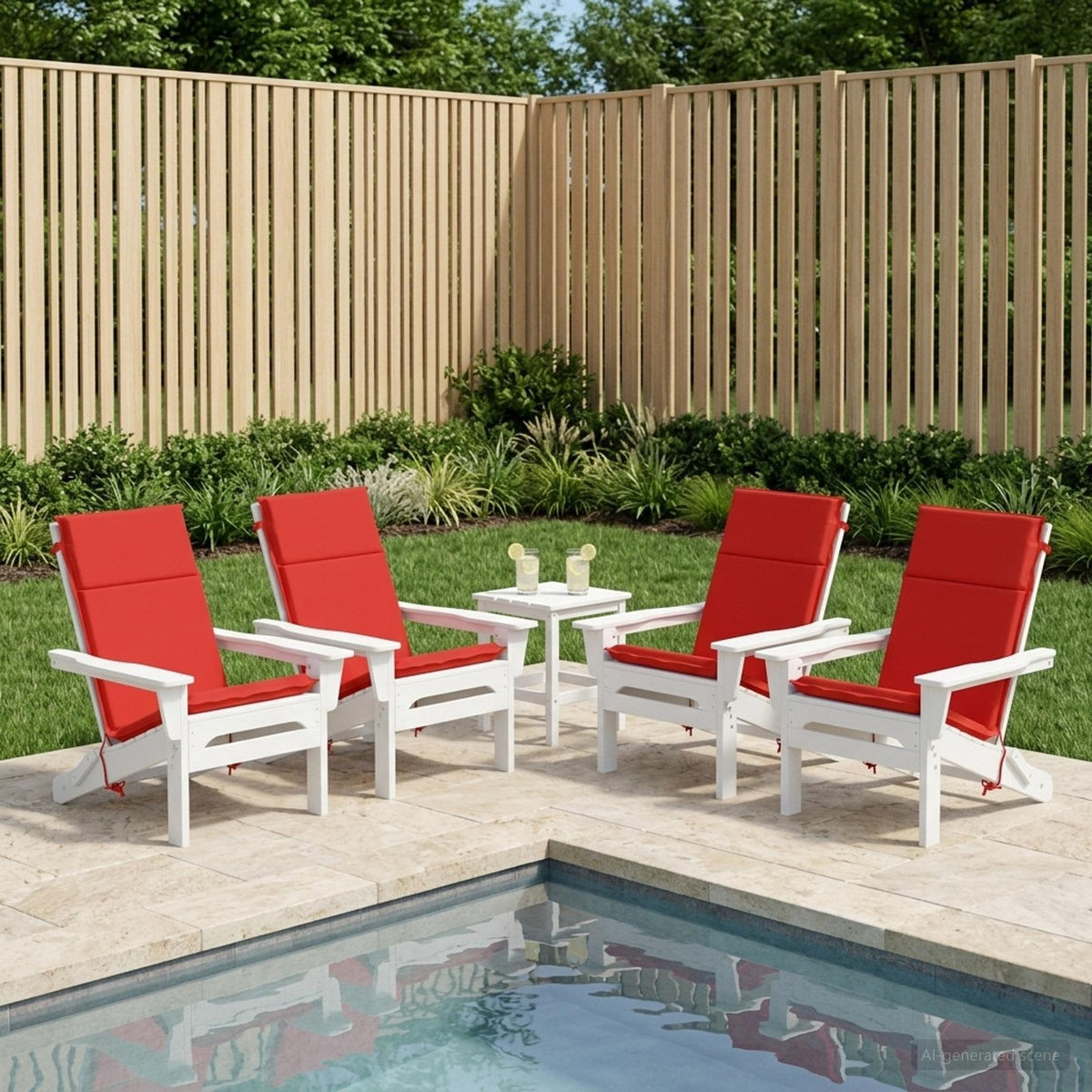 High Back Chair Cushion GEMERT 4 pcs 100% Polyester Red