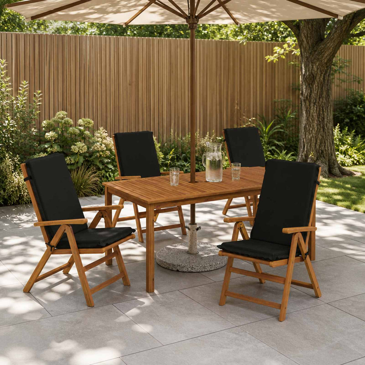 High Back Chair Cushion GEMERT 4 pcs 100% Polyester Black