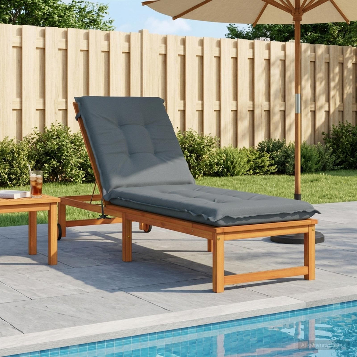 Sunlounger Cushion GEMERT 100% Polyester Blue 190 x 60 x 9 cm