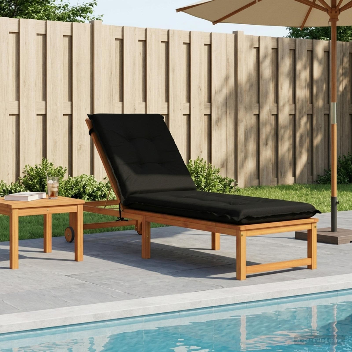 Sunlounger Cushion GEMERT 100% Polyester Black 190 x 60 x 9 cm