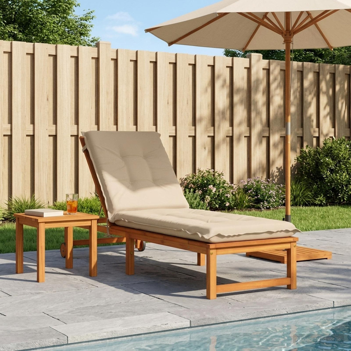 Sunlounger Cushion GEMERT 100% Polyester Cream 190 x 60 x 9 cm