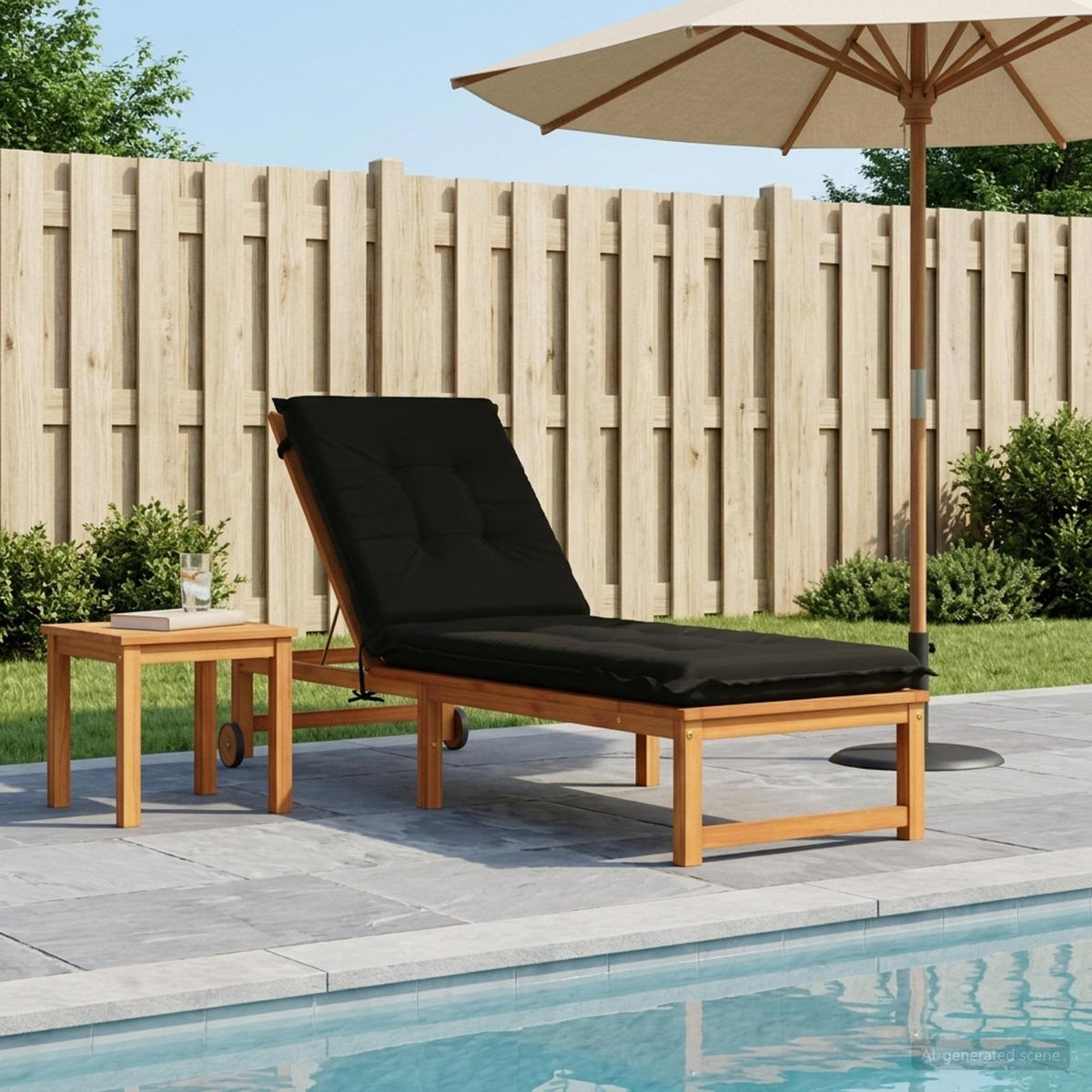 Sunlounger Cushion GEMERT 100% Polyester Black 190 x 60 x 9 cm