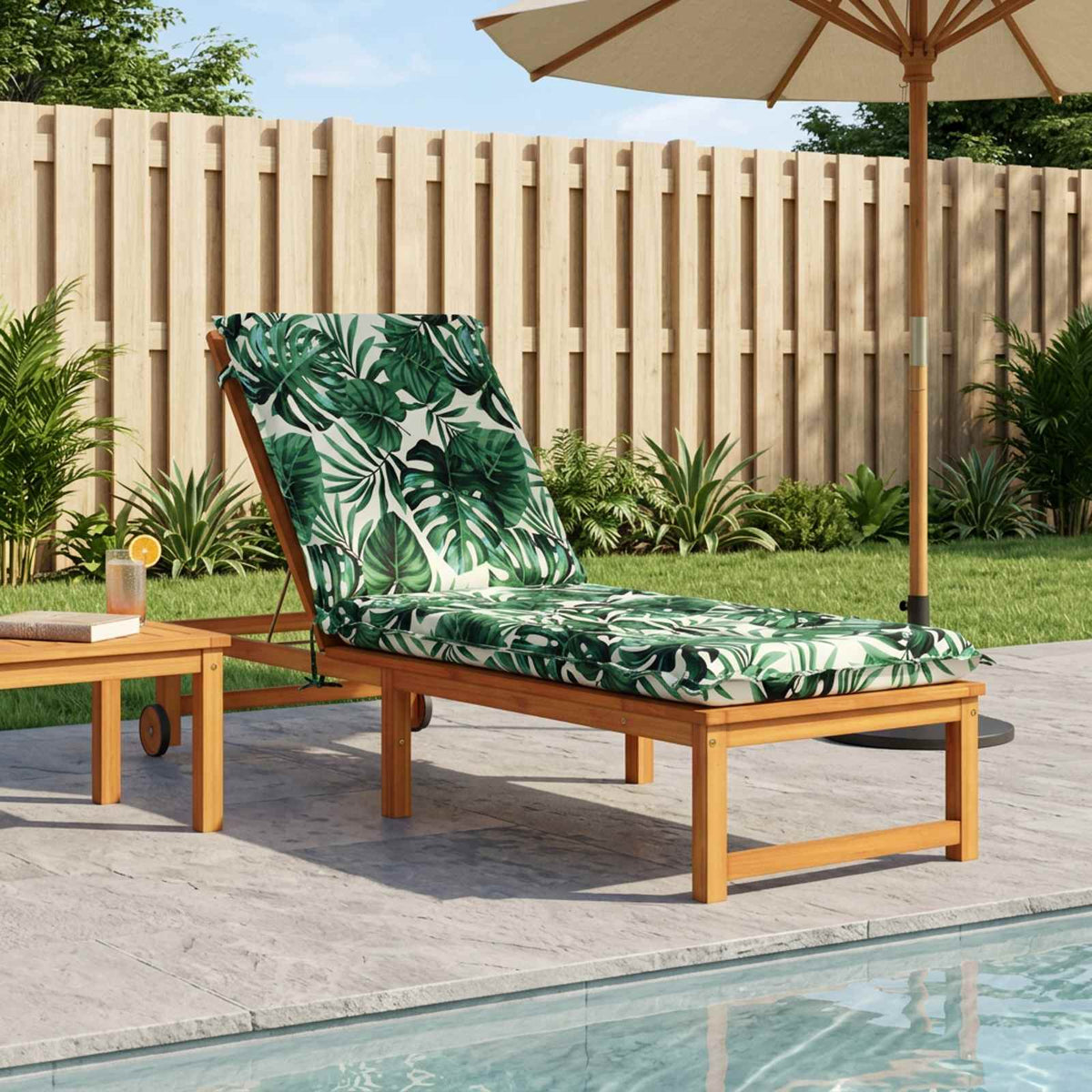 Sunlounger Cushion GEMERT 100% Polyester Leaf Pattern