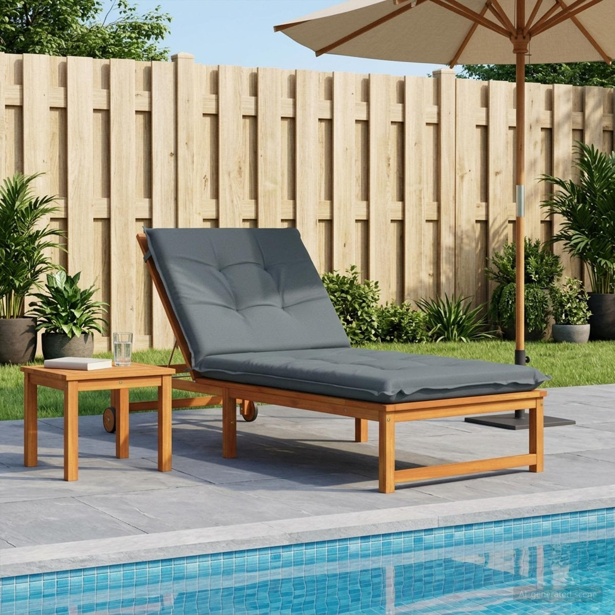 Sunlounger Cushion GEMERT 100% Polyester Blue 190 x 90 x 9 cm