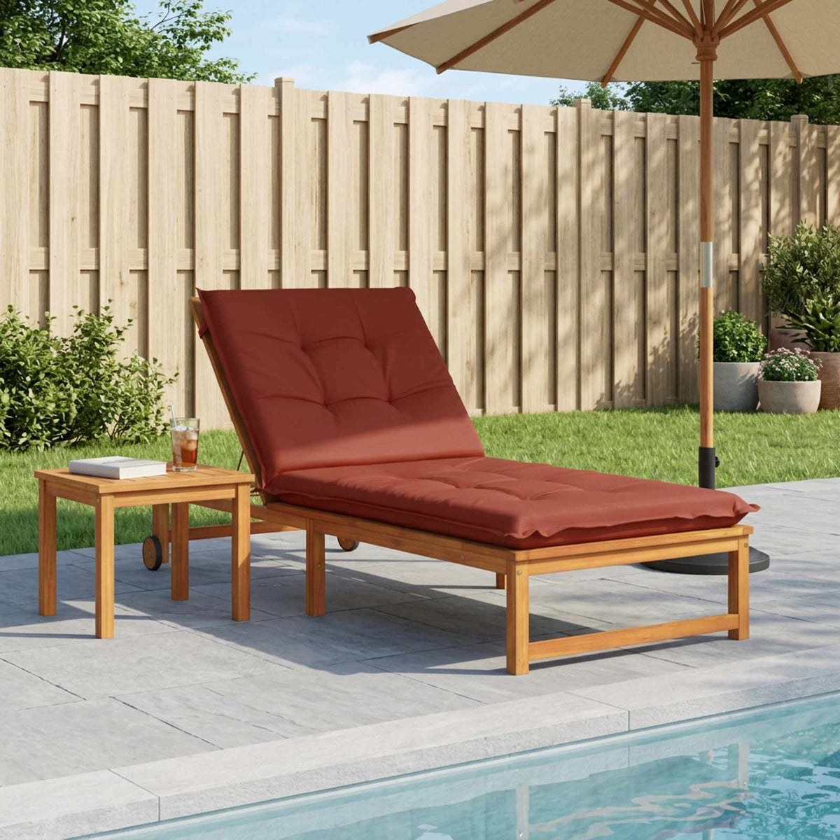 Sunlounger Cushion GEMERT 100% Polyester Red 190 x 70 x 9 cm