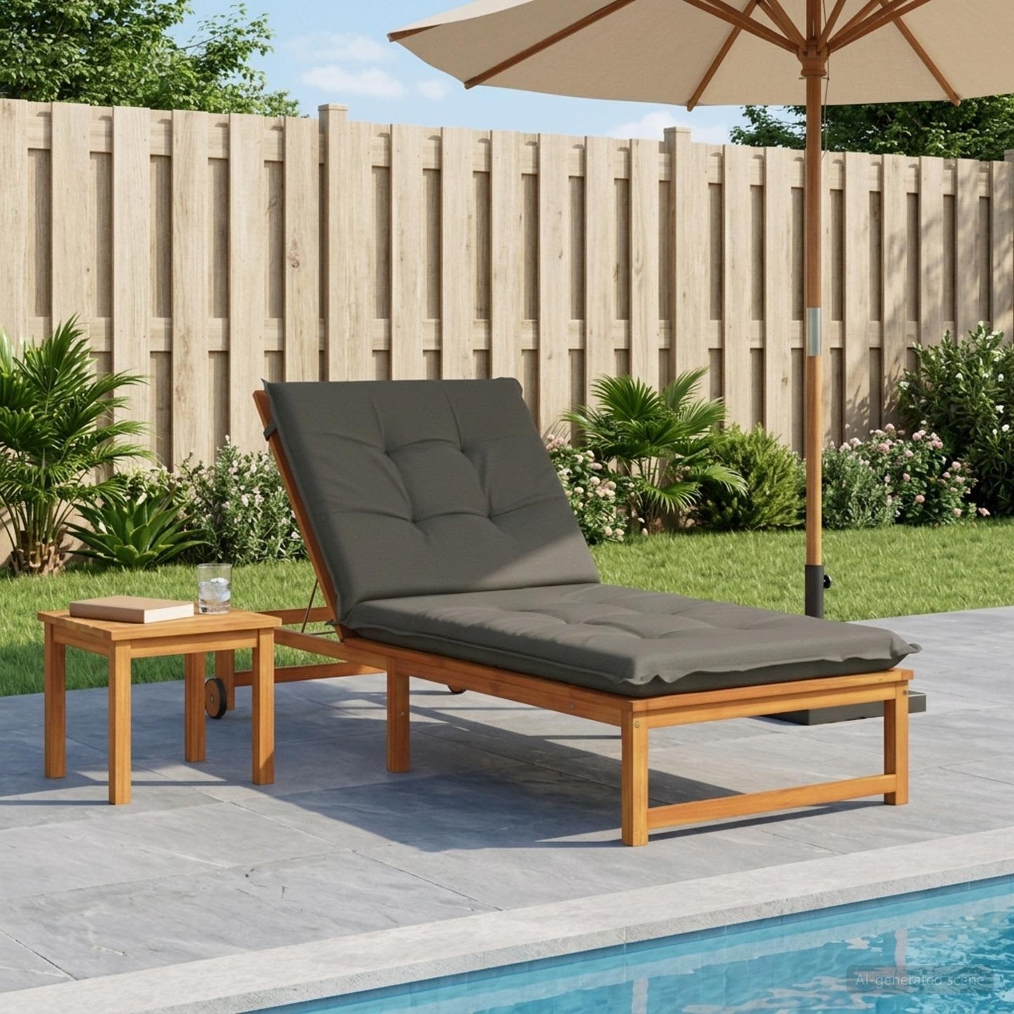 Sunlounger Cushion GEMERT 100% Polyester Grey 190 x 80 x 9 cm