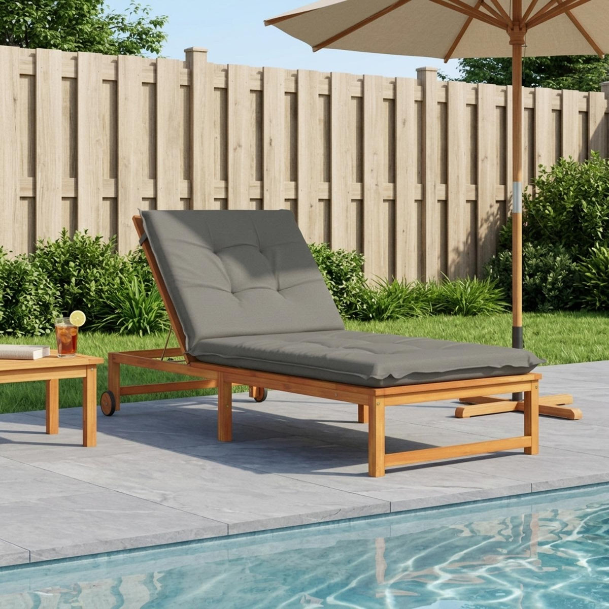 Sunlounger Cushion GEMERT 100% Polyester Grey 190 x 90 x 9 cm