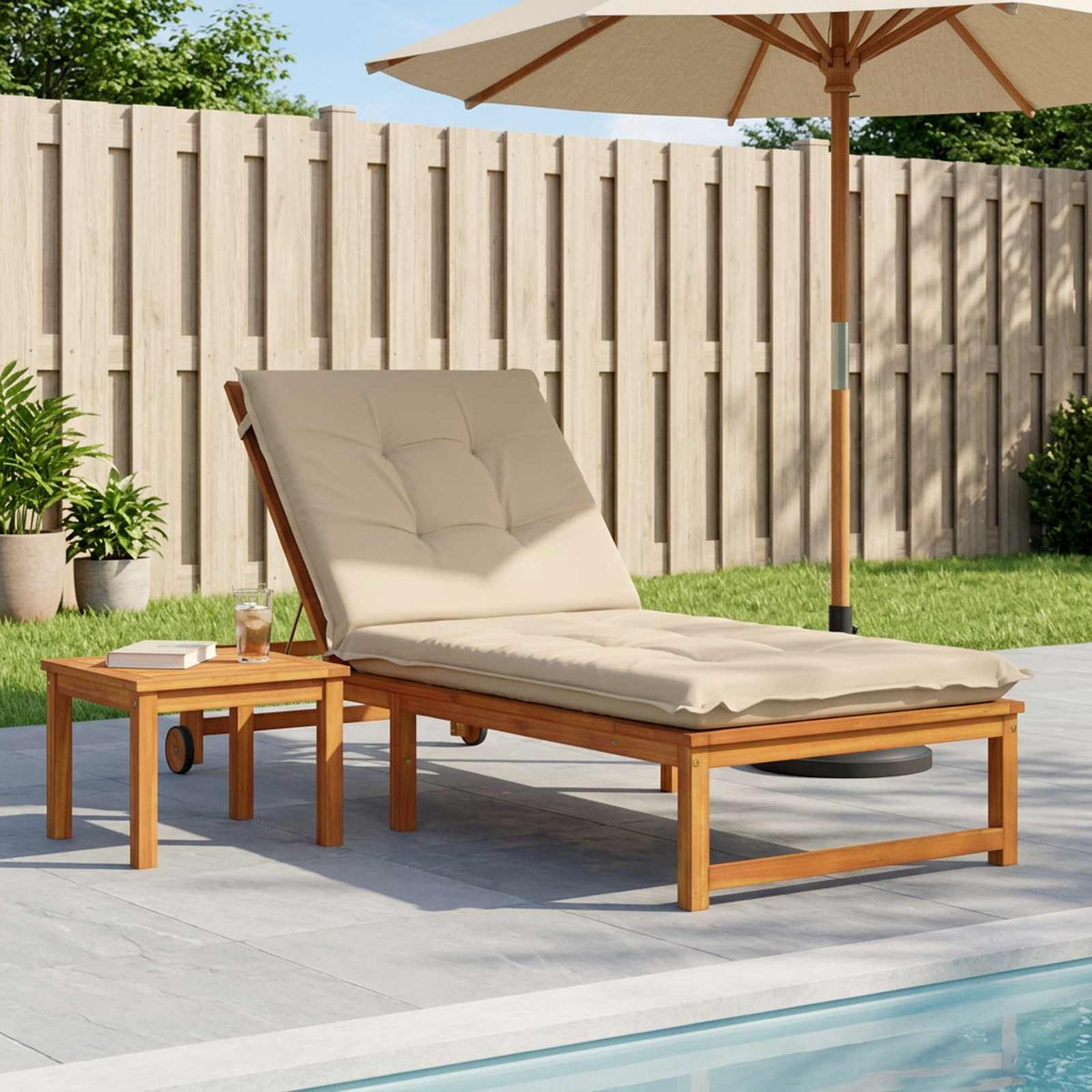 Sunlounger Cushion GEMERT 100% Polyester Cream 190 x 70 x 9 cm