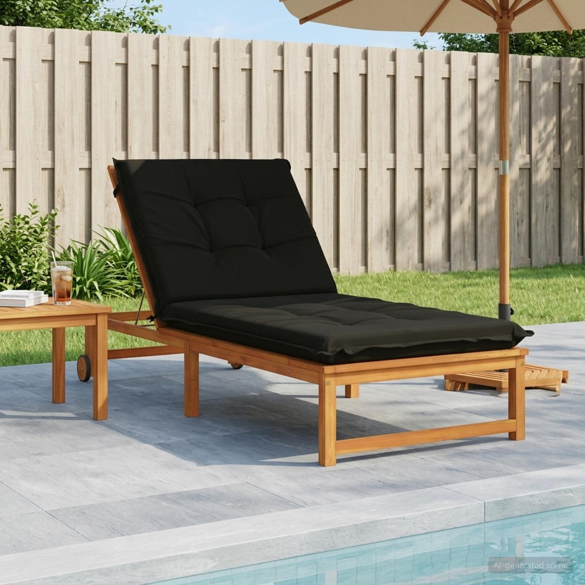 Sunlounger Cushion GEMERT 100% Polyester Black 190 x 90 x 9 cm