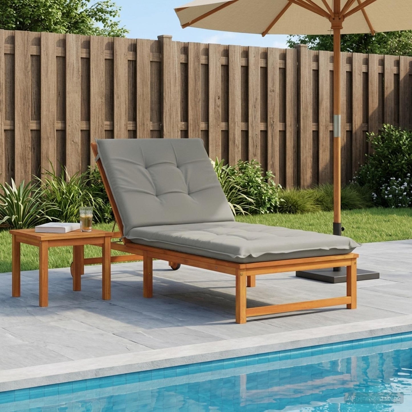 Sunlounger Cushion GEMERT 100% Polyester Grey 190 x 80 x 9 cm