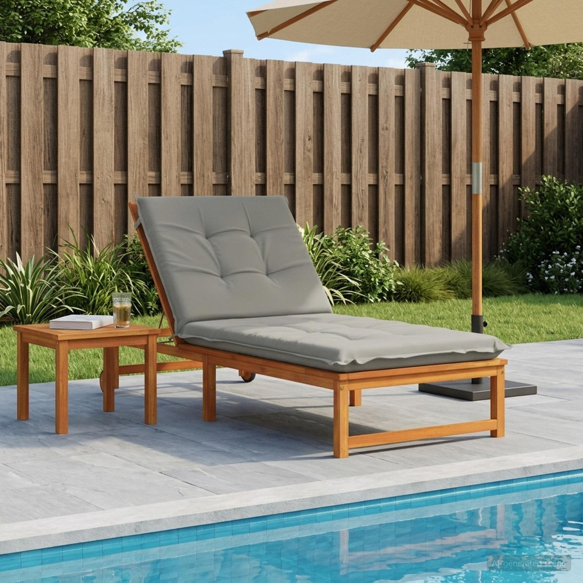 Sunlounger Cushion GEMERT 100% Polyester Grey 190 x 70 x 9 cm