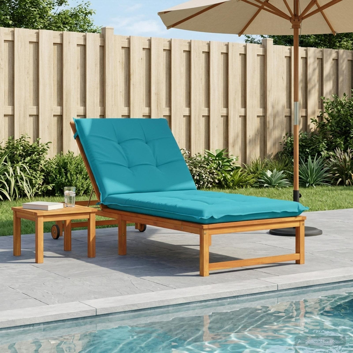 Sunlounger Cushion GEMERT 100% Polyester Turquoise