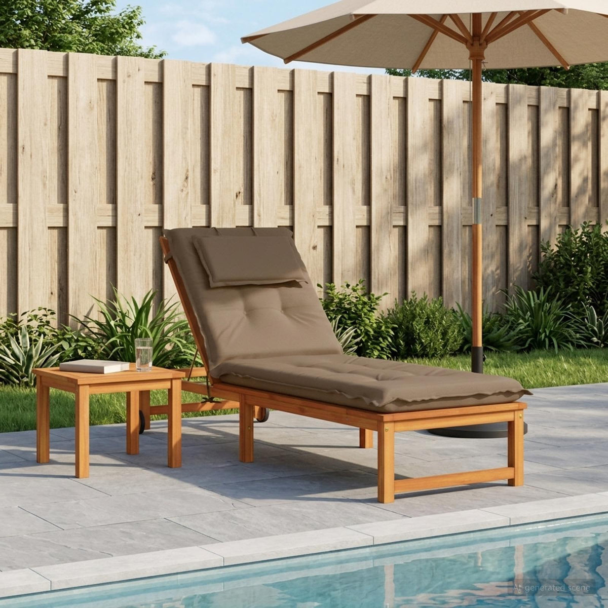 Sunlounger Cushion GEMERT 100% Polyester Taupe 190 x 60 x 9 cm