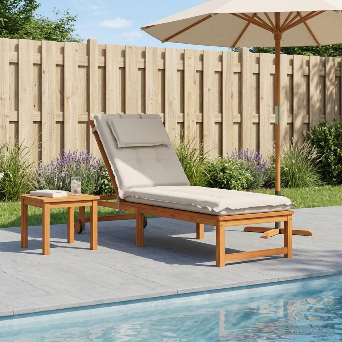 Sunlounger Cushion GEMERT 100% Polyester White 190 x 60 x 9 cm