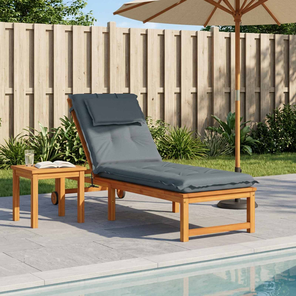 Sunlounger Cushion GEMERT 100% Polyester Blue 190 x 60 x 9 cm