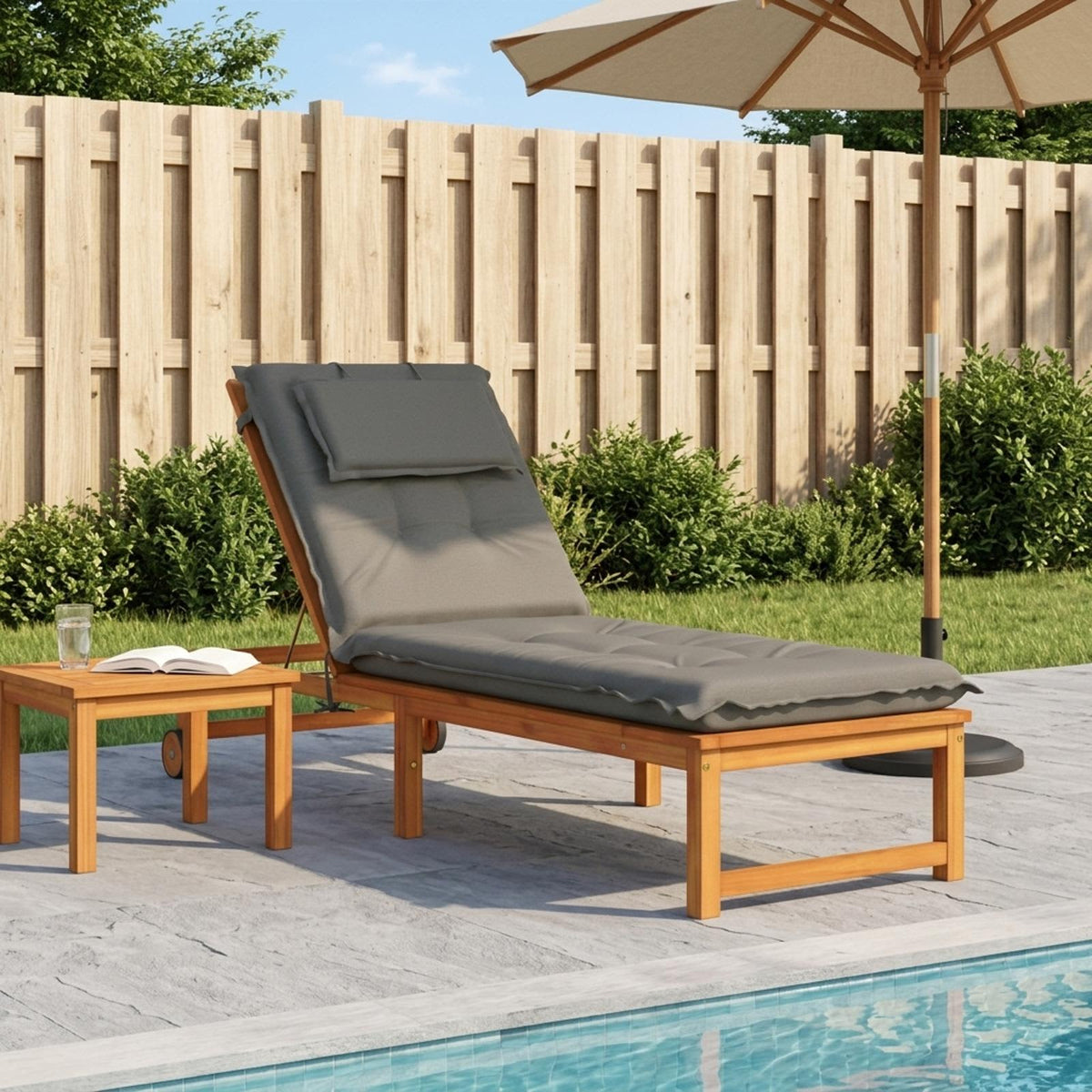 Sunlounger Cushion GEMERT 100% Polyester Grey 190 x 60 x 9 cm