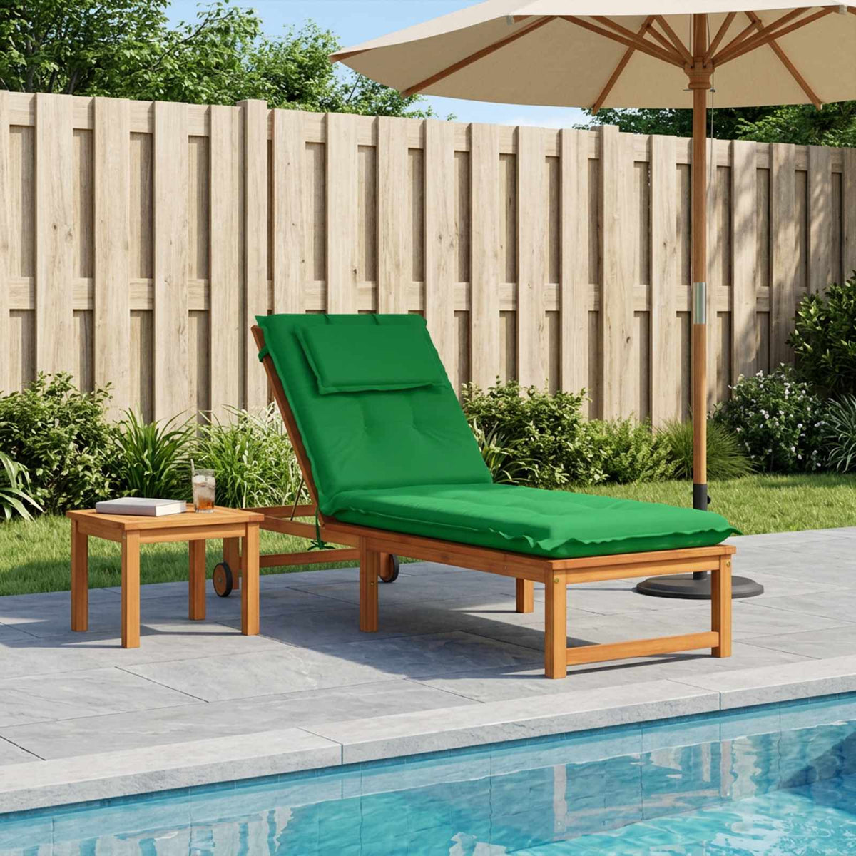 Sunlounger Cushion GEMERT 100% Polyester Green 190 x 60 x 9 cm