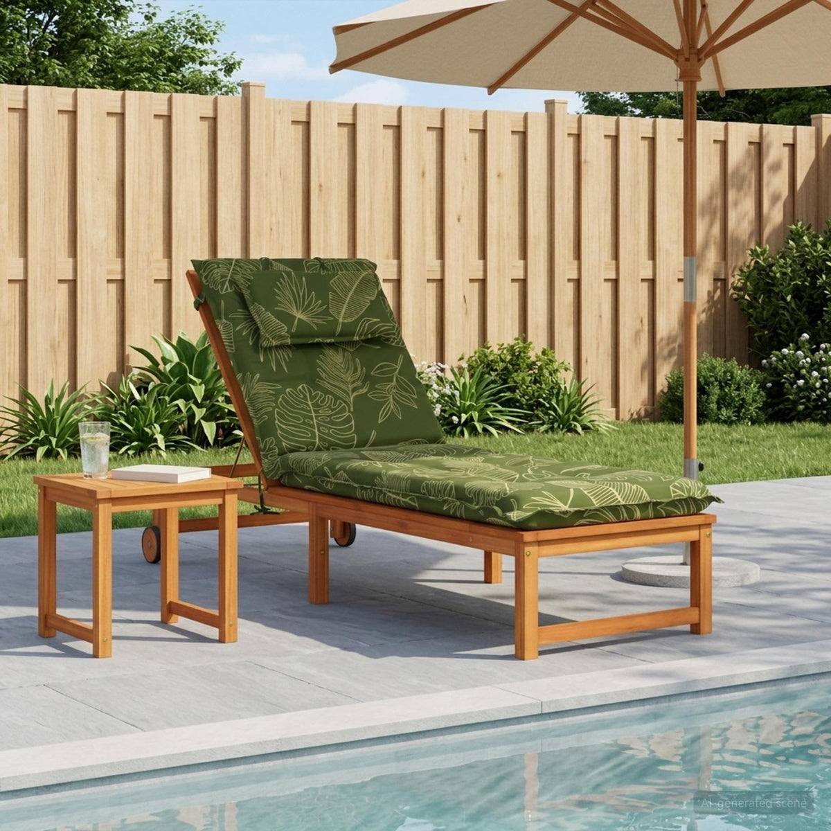 Sunlounger Cushion GEMERT 100% Polyester Leaf Design