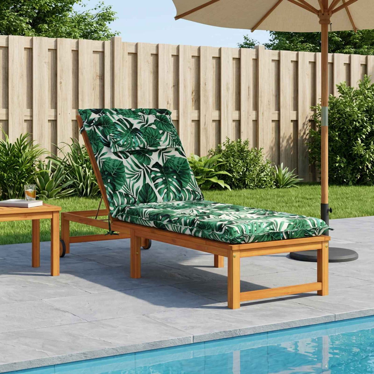 Sunlounger Cushion GEMERT 100% Polyester Leaf Pattern