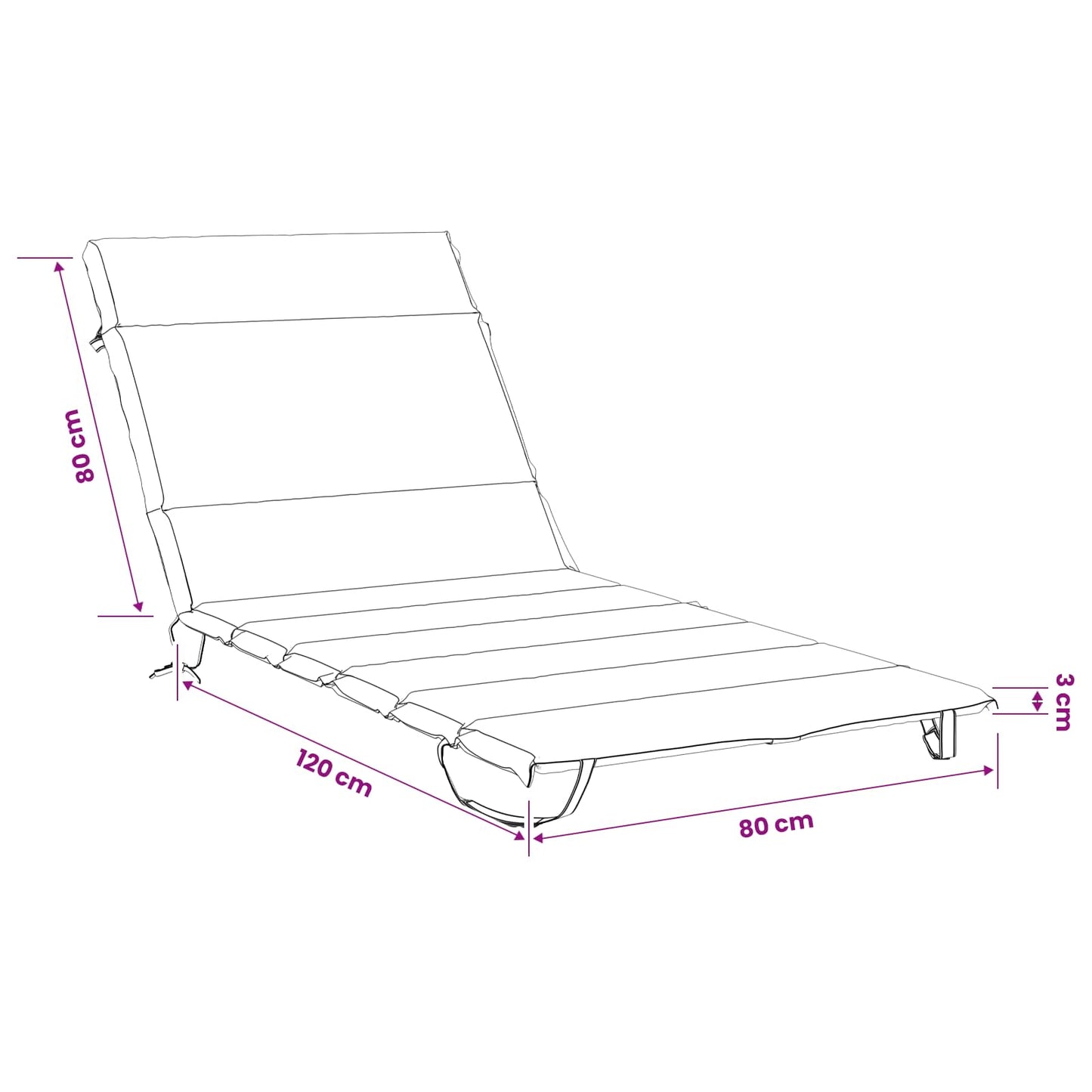 Sunlounger Cushion GEMERT 100% Polyester Blue 200 x 80 x 3 cm