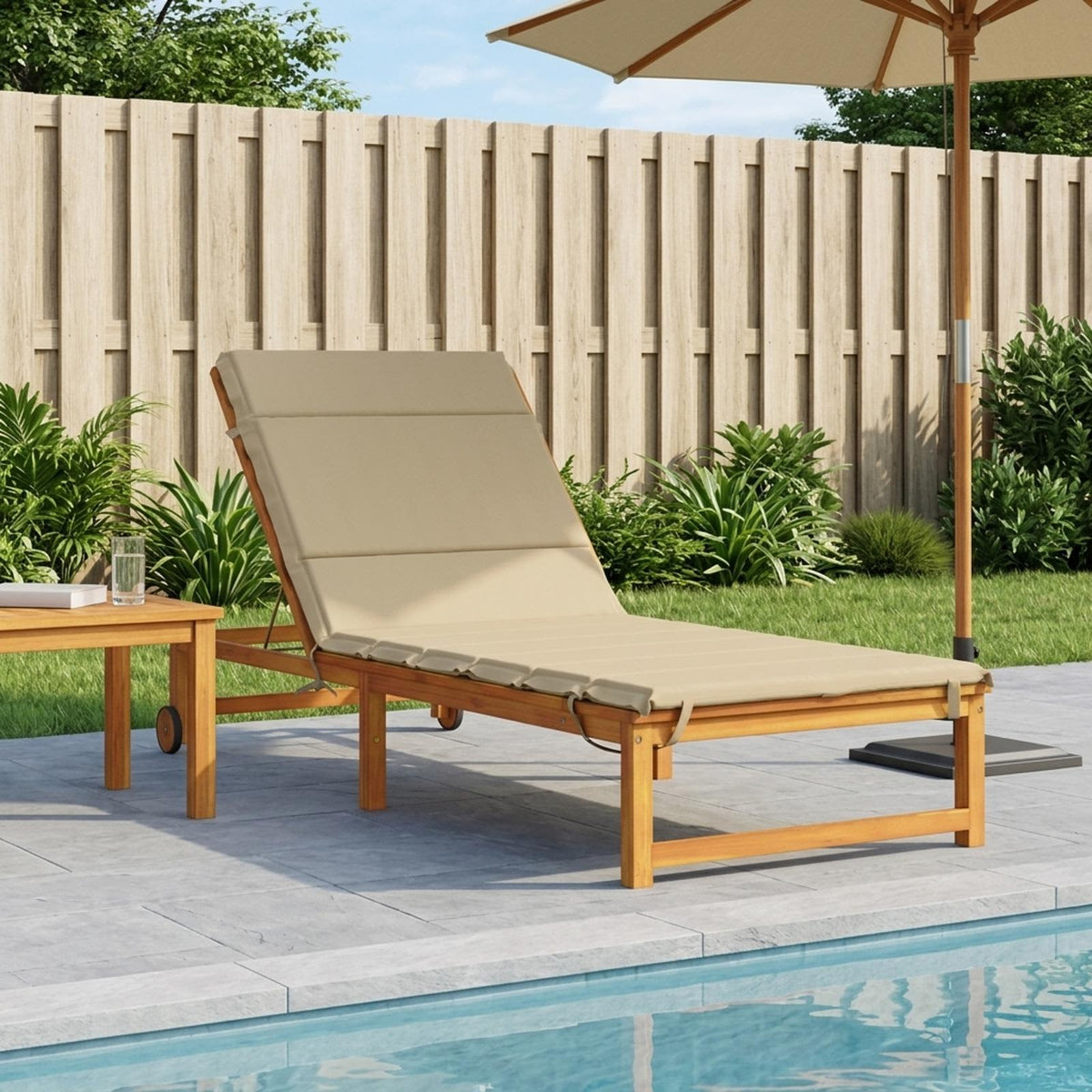 Sunlounger Cushion GEMERT 100% Polyester Beige 200 x 90 x 3 cm