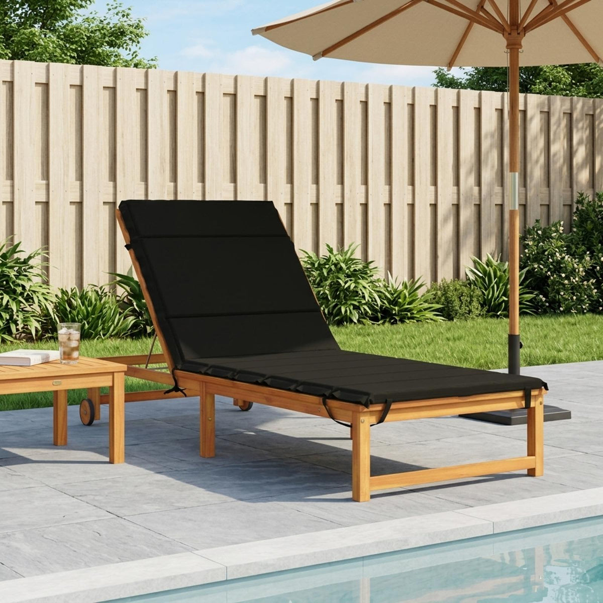 Sunlounger Cushion GEMERT 100% Polyester Black 200 x 80 x 3 cm