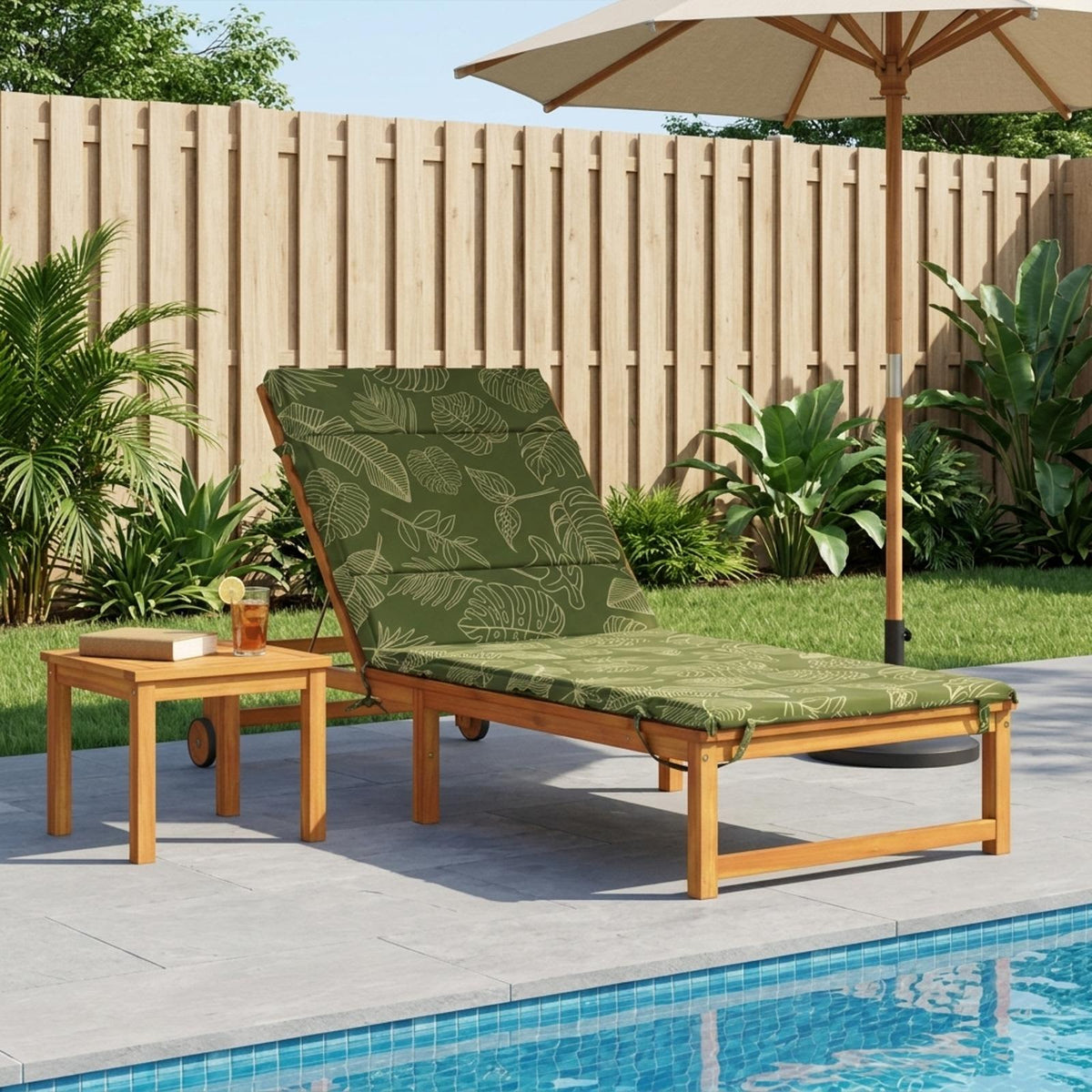 Sunlounger Cushion GEMERT 100% Polyester Leaf Design