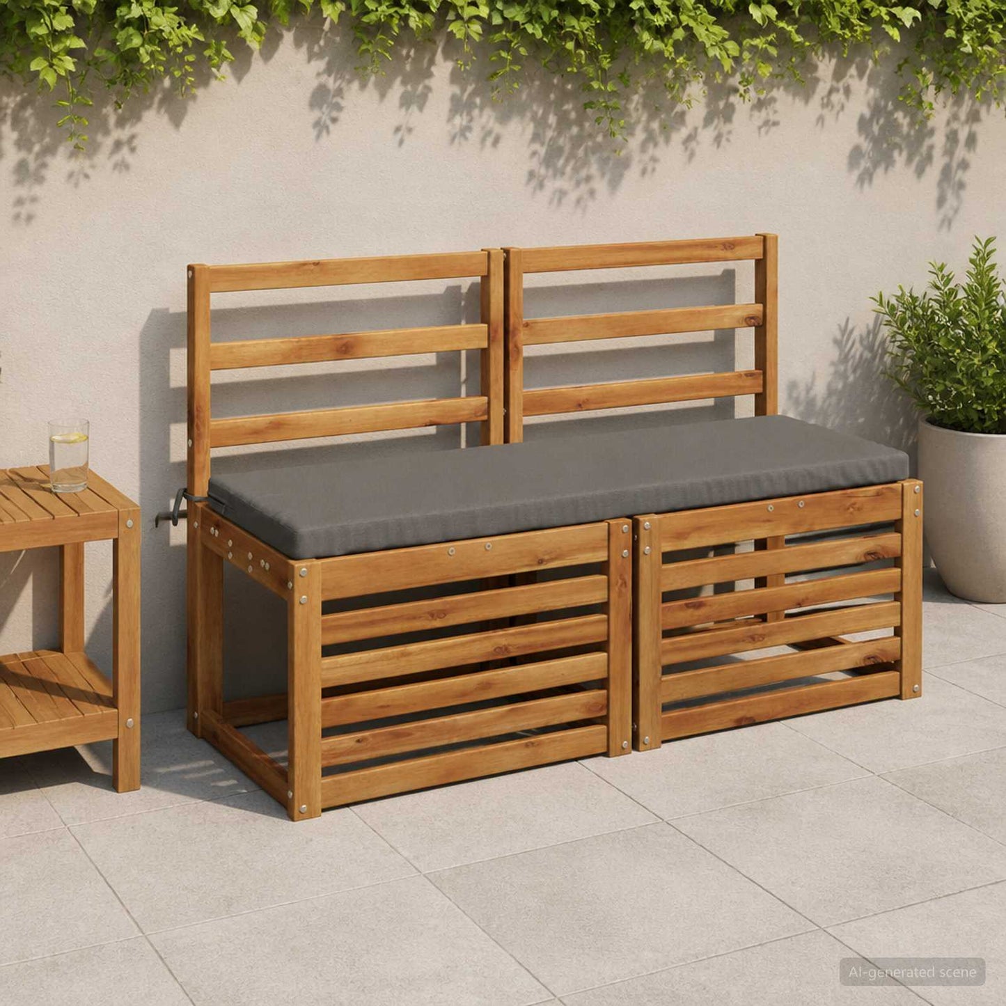 2-Piece Bench Cushions SOEST 2 pcs 100% Polyester Grey