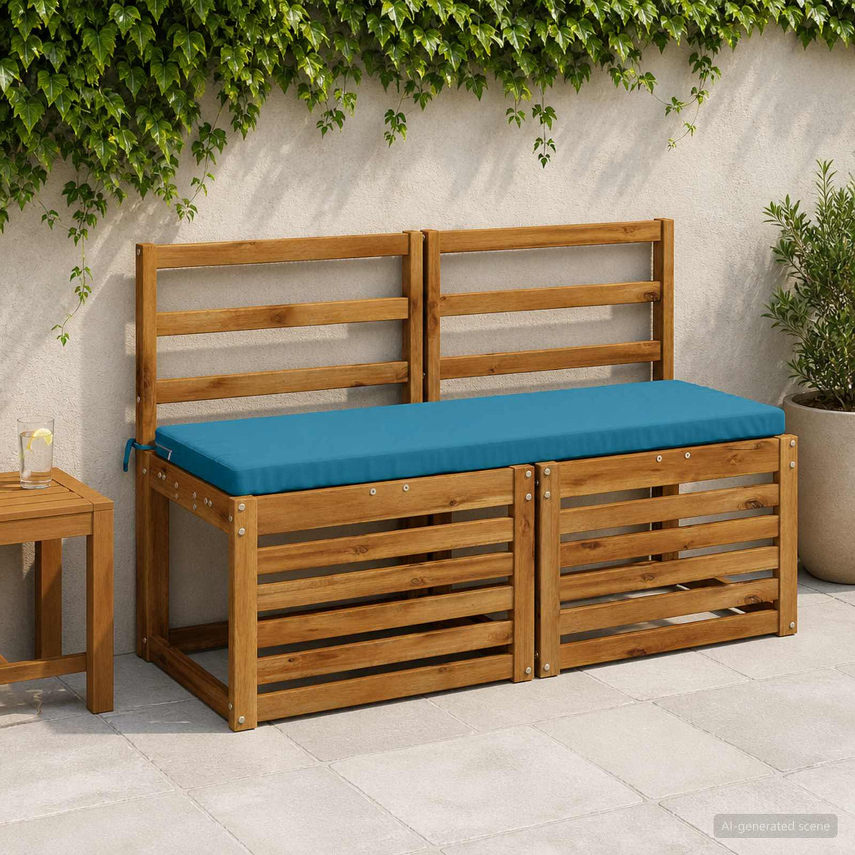 2-Piece Bench Cushions SOEST 2 pcs 100% Polyester Light Blue