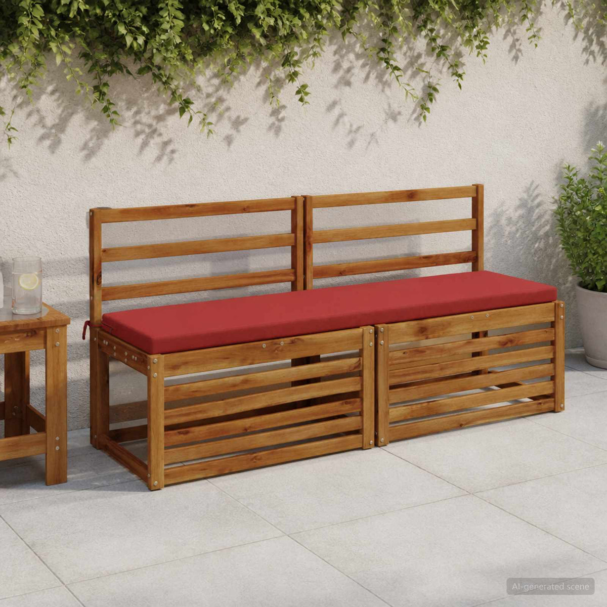 2-Piece Bench Cushions SOEST 2 pcs 100% Polyester Red