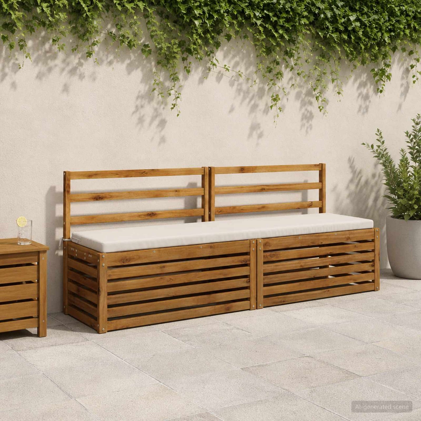 Bench Cushion SOEST 100% Polyester White 200 x 40 x 5 cm