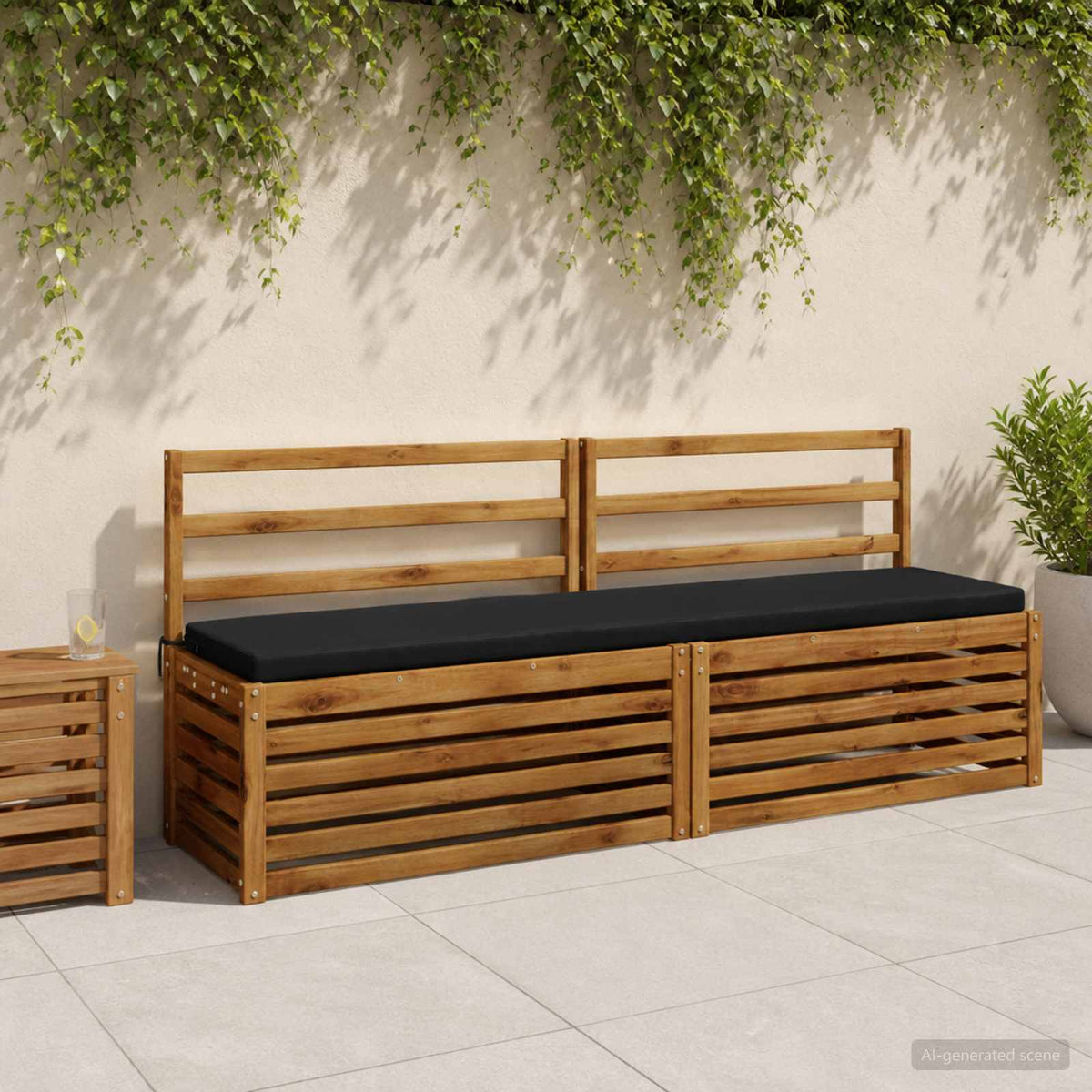 2-Piece Bench Cushions SOEST 2 pcs 100% Polyester Dark Blue