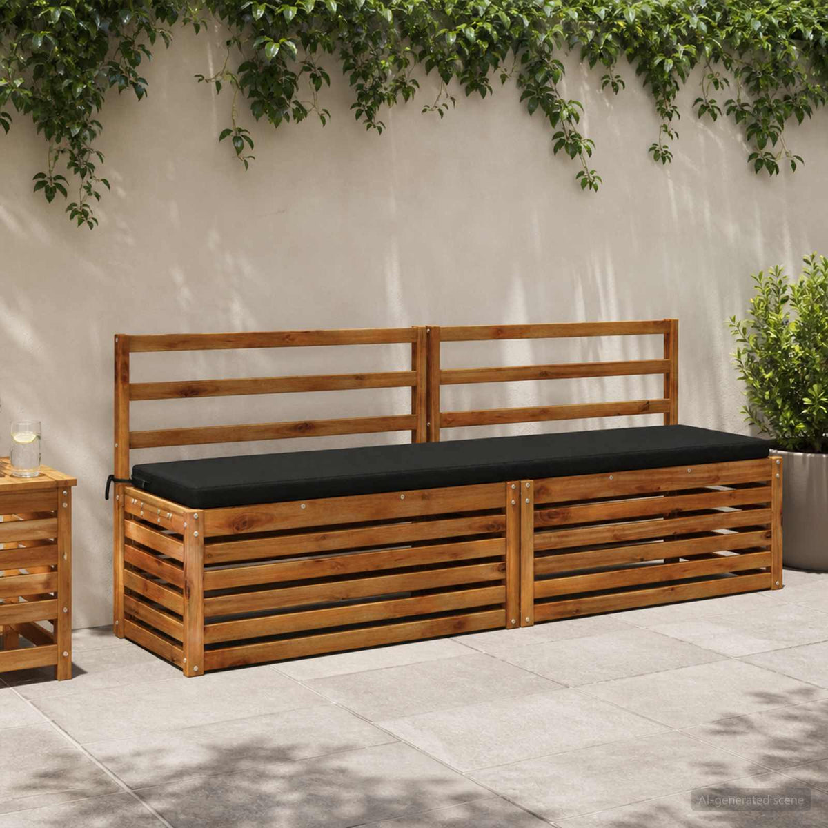 Bench Cushion SOEST 100% Polyester Black 200 x 40 x 5 cm