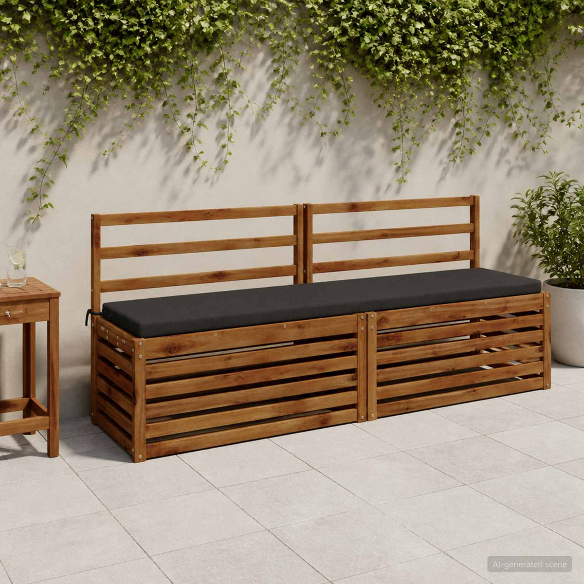Bench Cushion SOEST 100% Polyester Anthracite 200 x 40 x 5 cm