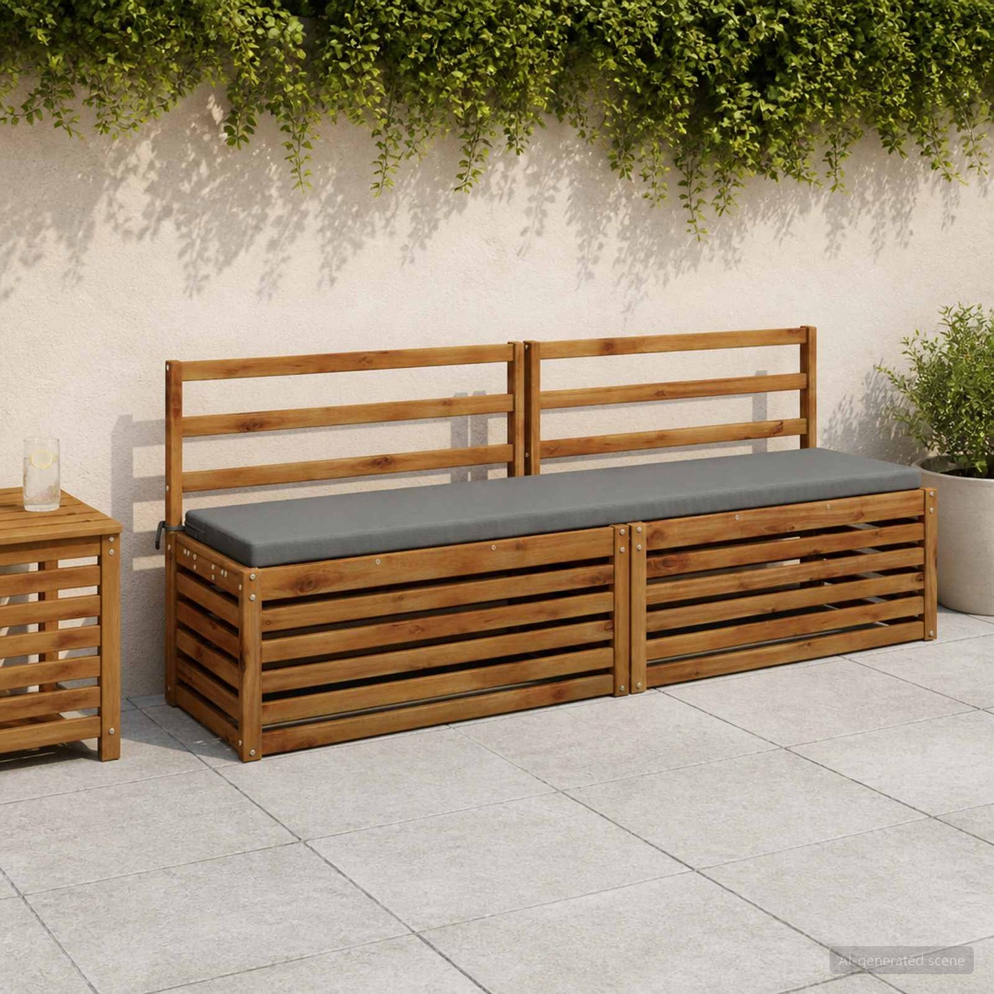 Bench Cushion SOEST 100% Polyester Grey 200 x 40 x 5 cm