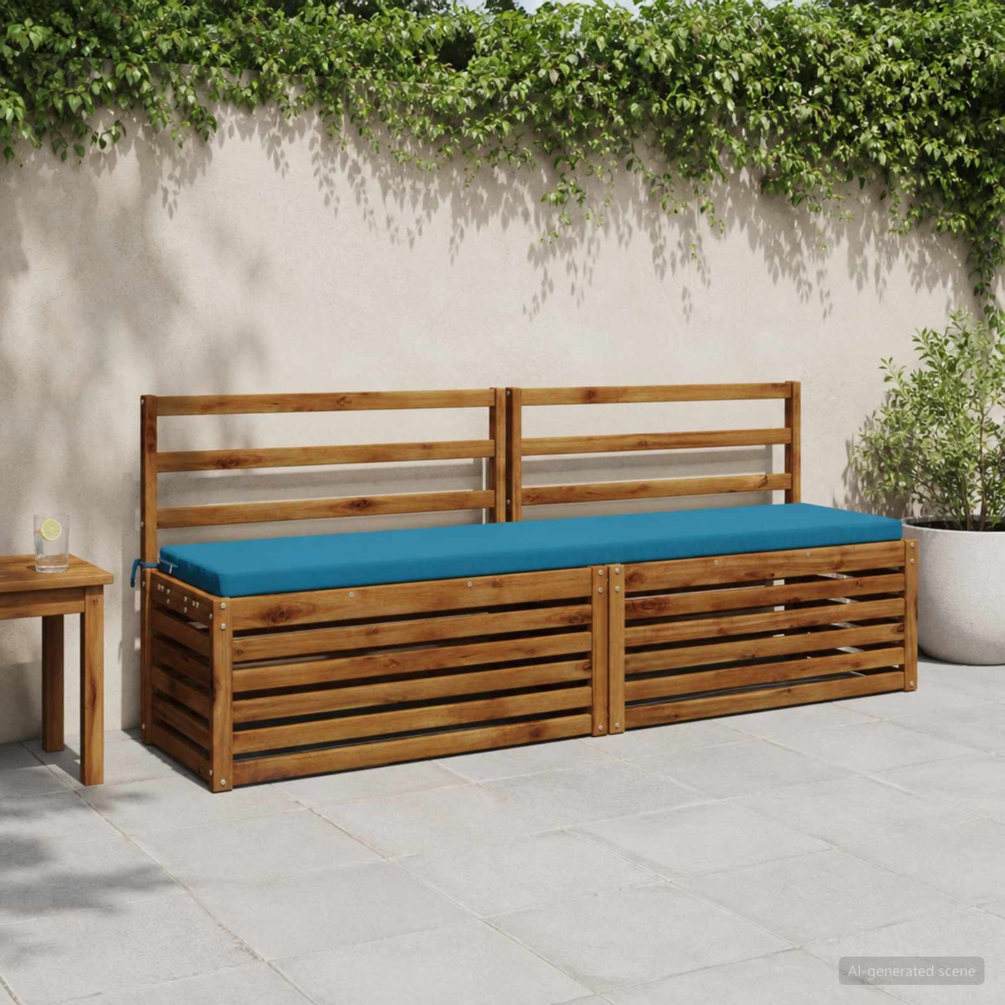 Bench Cushion SOEST 100% Polyester Light Blue 200 x 40 x 5 cm