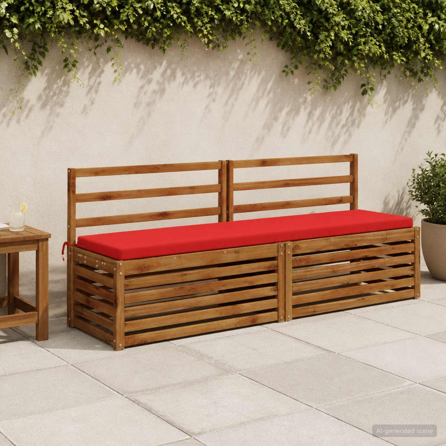 Bench Cushion SOEST 100% Polyester Red 200 x 40 x 5 cm
