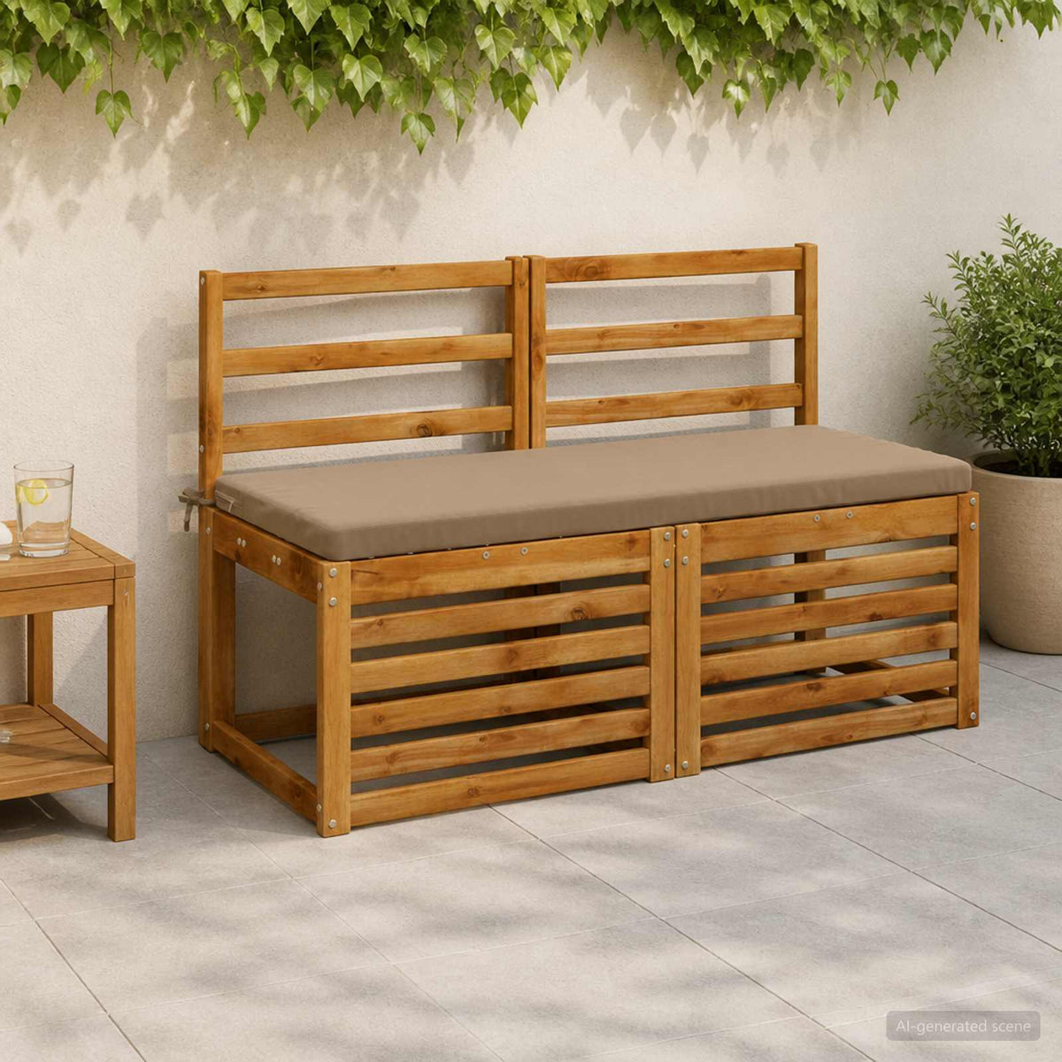 2-Piece Bench Cushions SOEST 2 pcs 100% Polyester Taupe