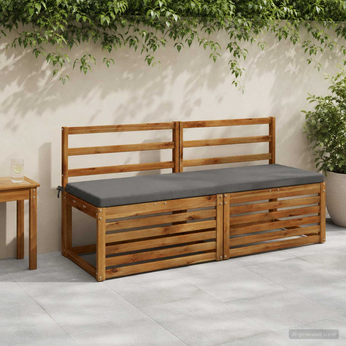 2-Piece Bench Cushions SOEST 2 pcs 100% Polyester Grey