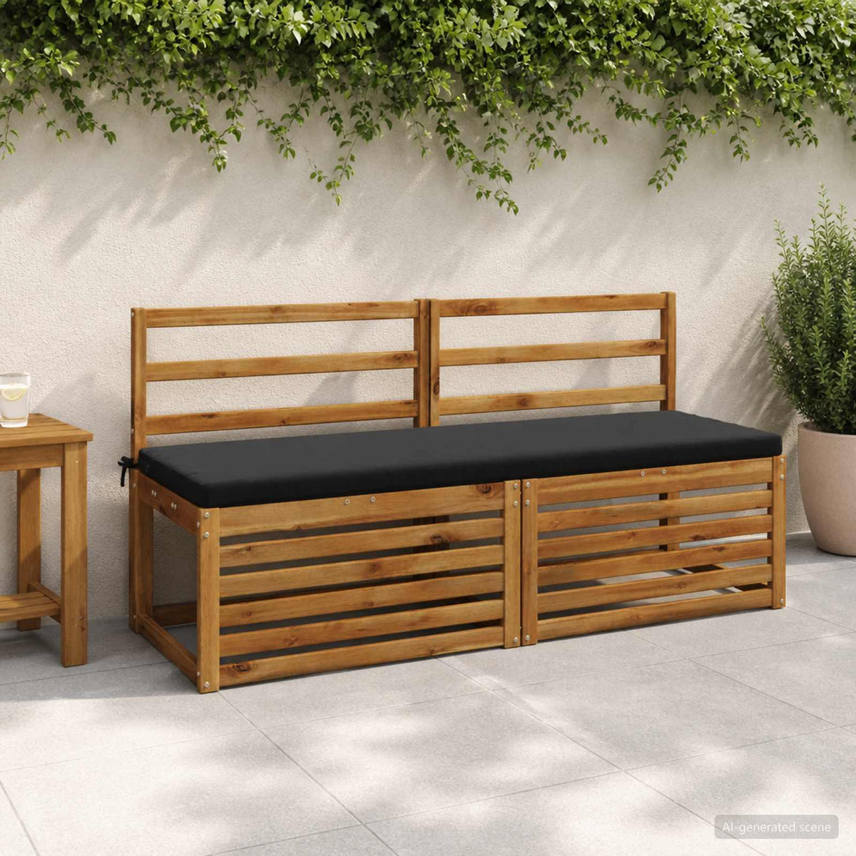 Bench Cushion SOEST 100% Polyester Black 140 x 50 x 5 cm