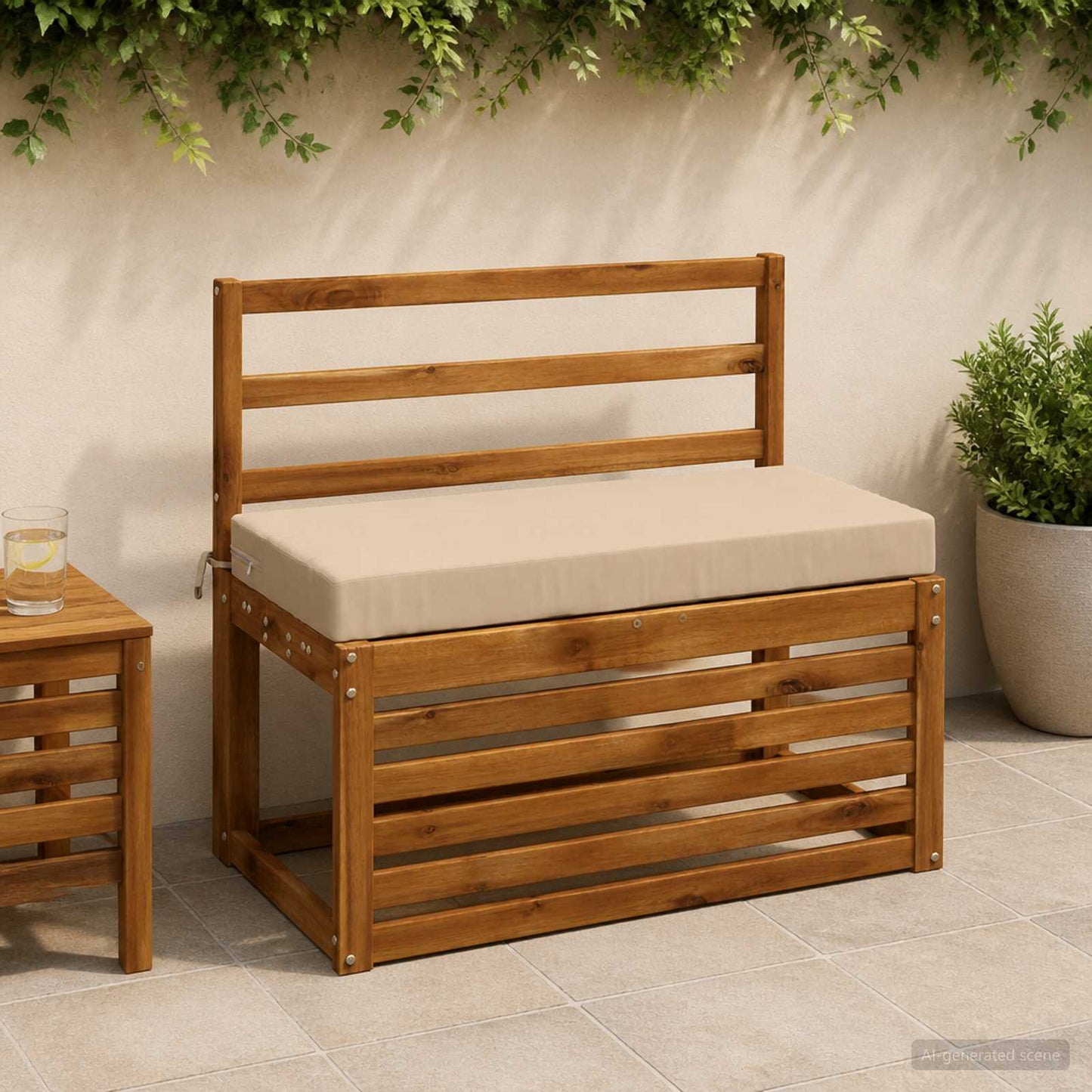 2-Piece Bench Cushions SOEST 2 pcs 100% Polyester Cream