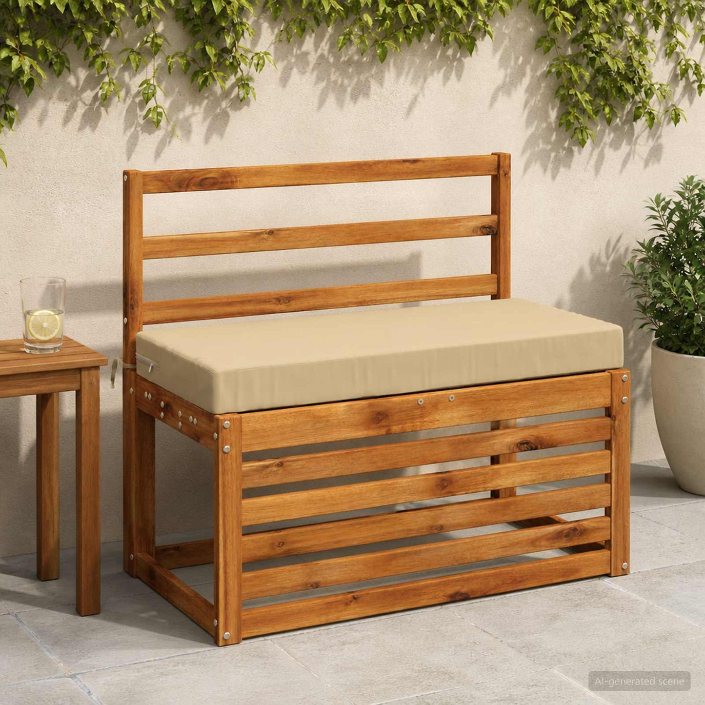 2-Piece Bench Cushions SOEST 2 pcs 100% Polyester Beige