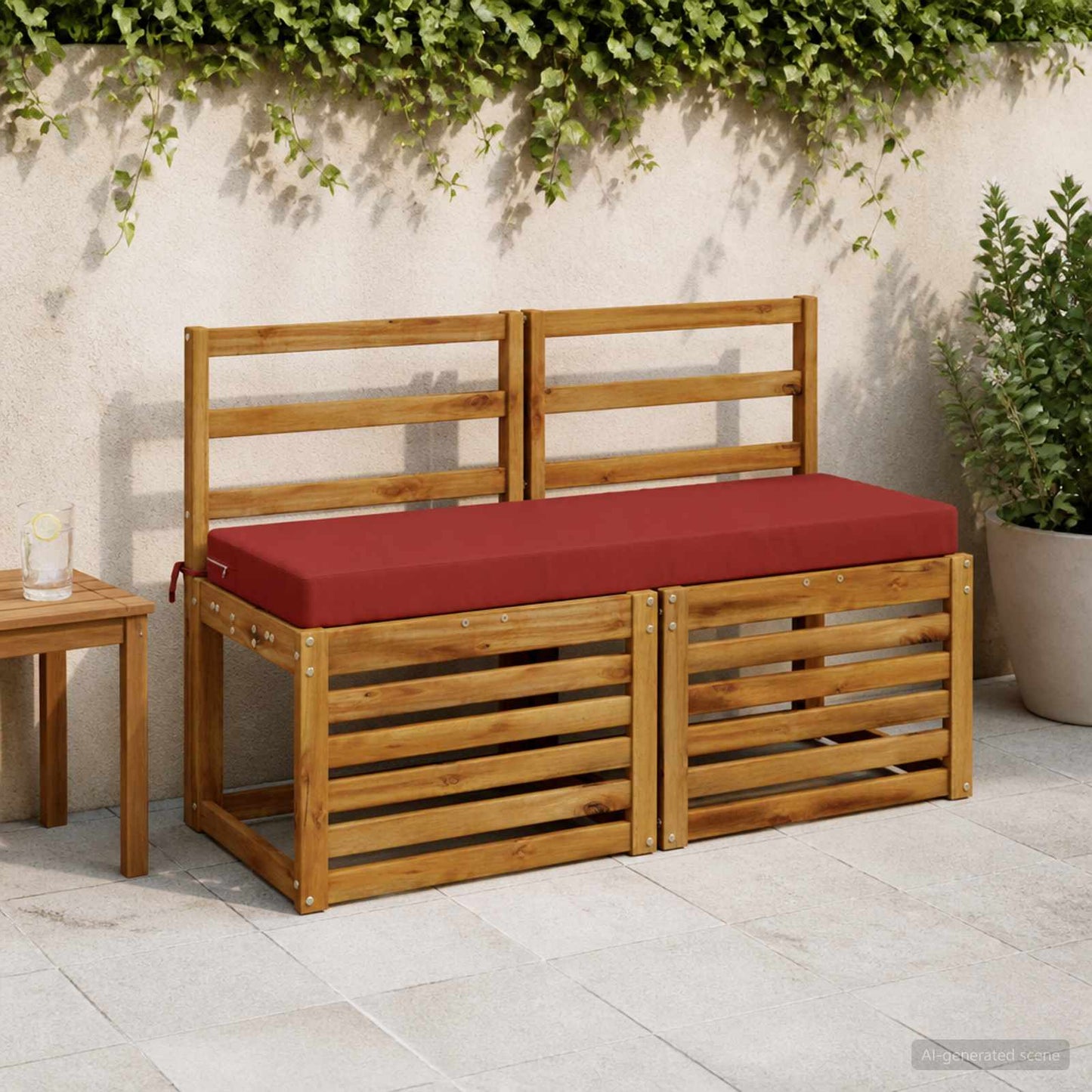 2-Piece Bench Cushions SOEST 2 pcs 100% Polyester Red