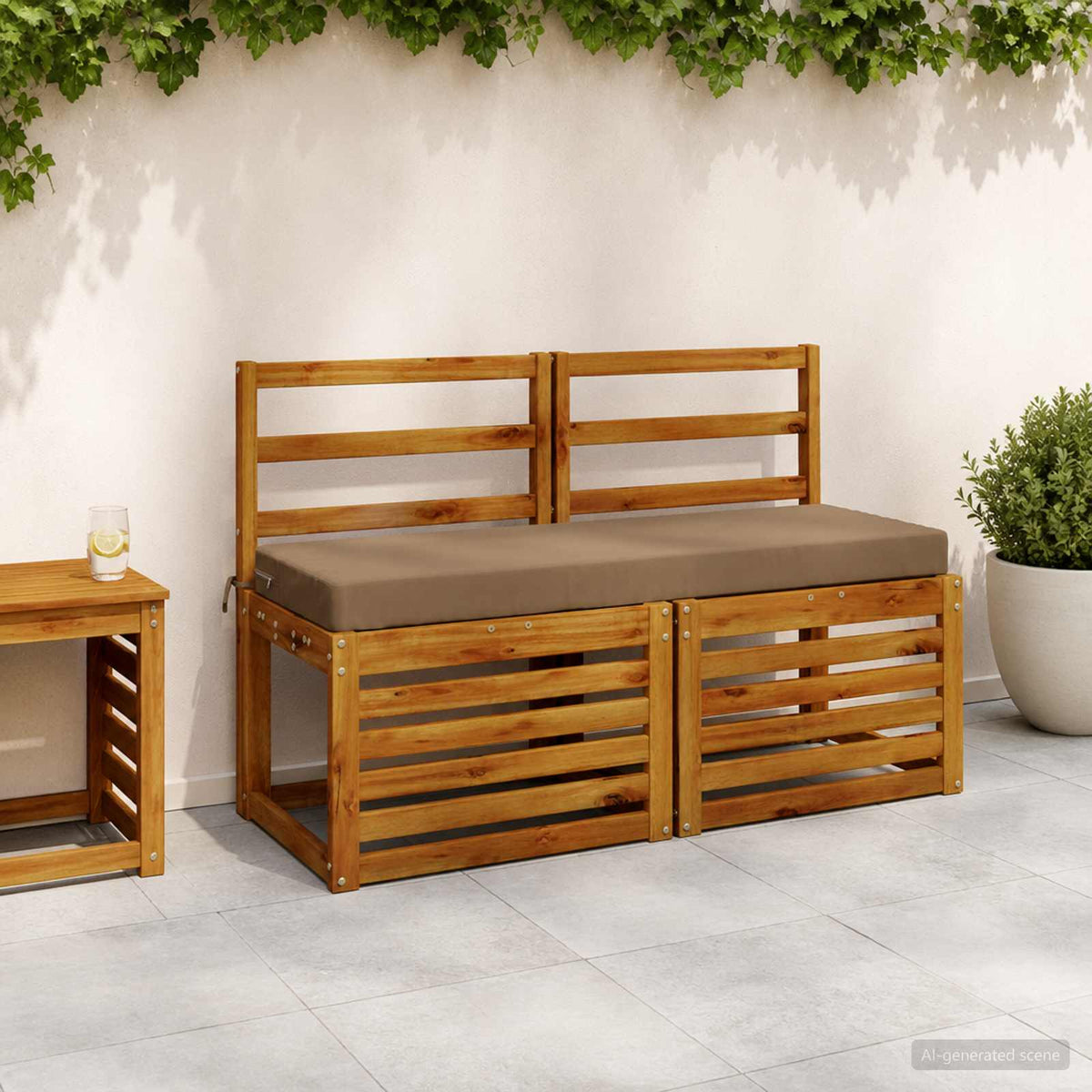 2-Piece Bench Cushions SOEST 2 pcs 100% Polyester Taupe