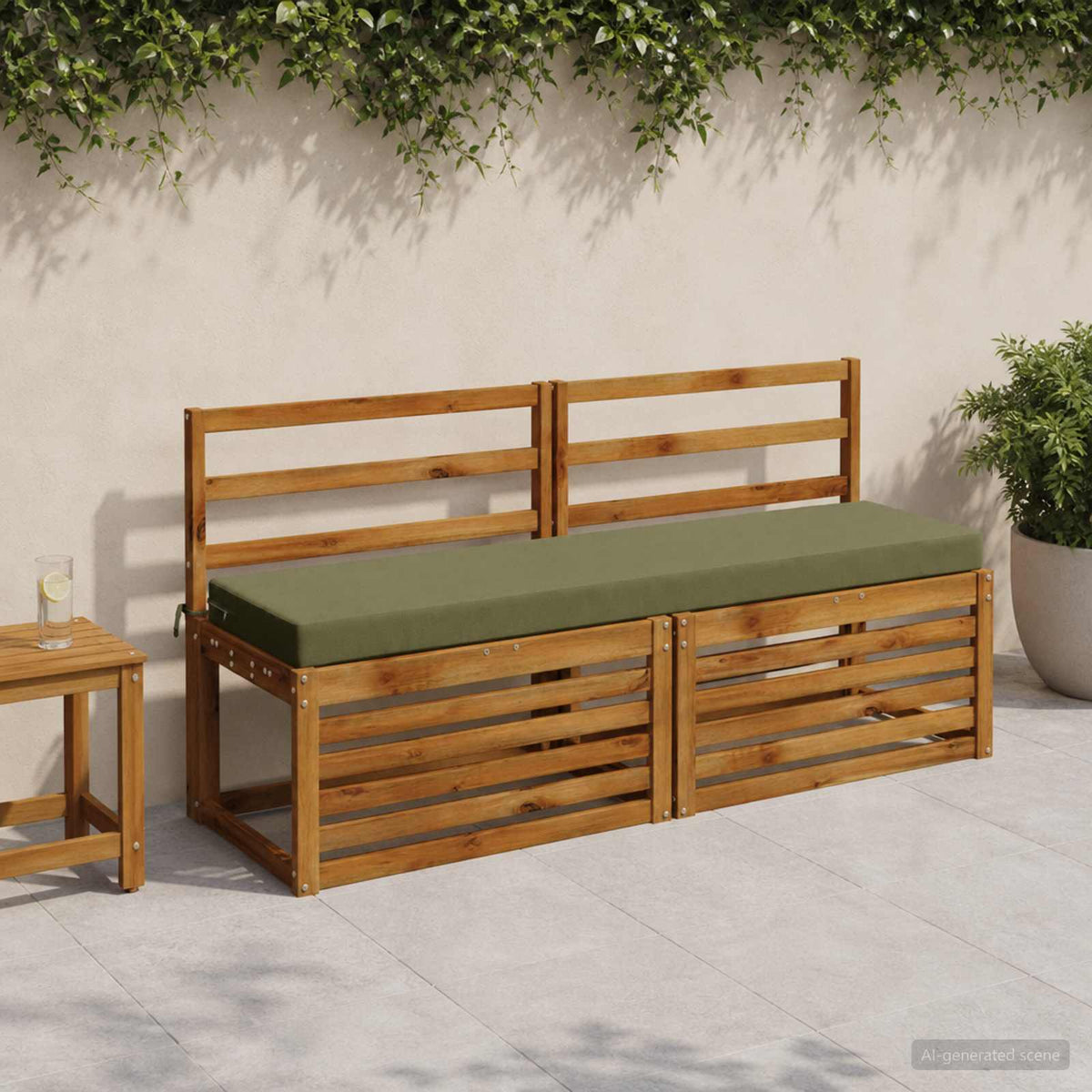 Bench Cushion SOEST 100% Polyester Olive Green 160 x 40 x 8 cm