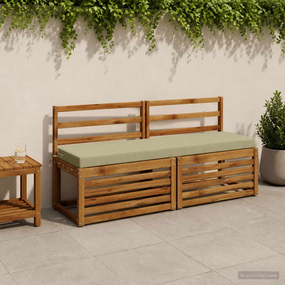 Bench Cushion SOEST 100% Polyester Light Green 160 x 40 x 8 cm
