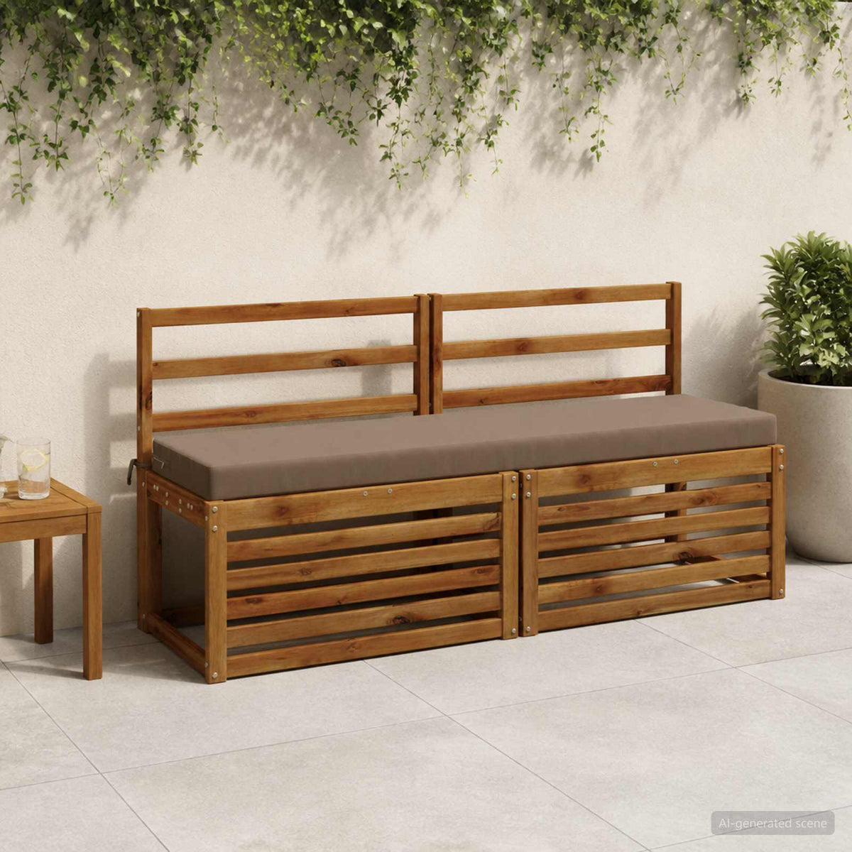 Bench Cushions SOEST 2 pcs 100% Polyester Taupe 160 x 40 x 8 cm