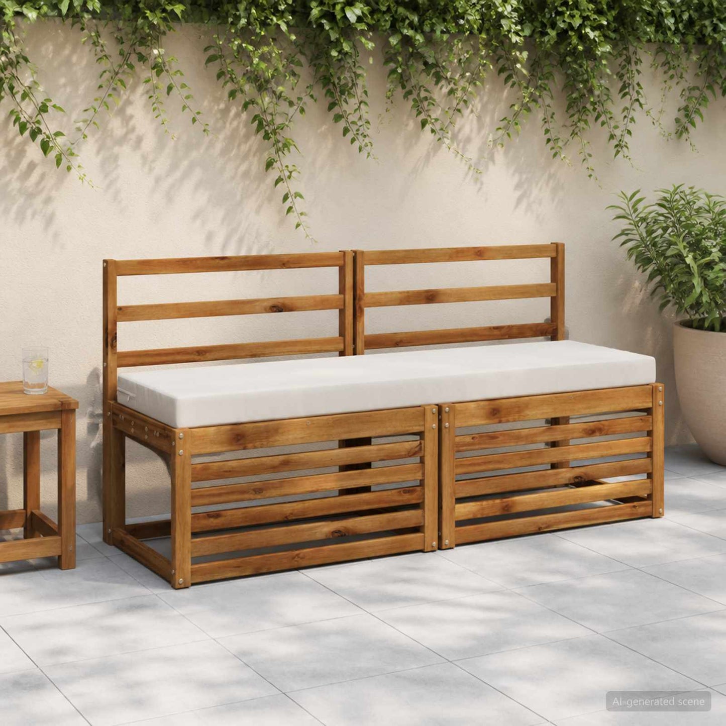 Bench Cushion SOEST 100% Polyester White 150 x 40 x 8 cm